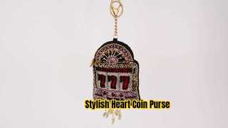 Voir le porte-monnaie Heart Burst Porte-clés et crochet à gâchette à ouverture facile Petits sacs pour pièces de monnaie en perles Démo