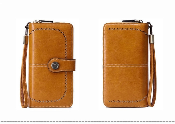 Portefeuille RFID anti-magnétique à vente chaude Portefeuille féminin à fermeture à glissière longue Sac à main de grande capacité