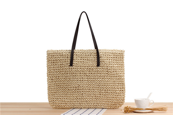 Transfrontalier Nouveau sac à paille de grande capacité JAPONIE ET CORÉE DU SUD SAC à épaule de couleur solide sac tissé à la main SEN