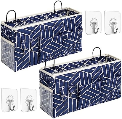 2pcs grand sac de rangement suspendu au mur, porte placard lin tissus poches organisateur, étanche pour le salon chambre à coucher