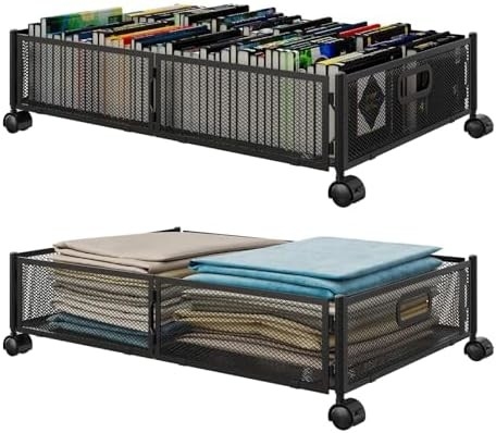 Entreposage sous le lit avec roues Entreposage sous le lit Containers de stockage en métal pliable économisant de l'espace sous le lit Soulier de tiroir