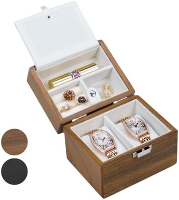 Boîte à montres, boîtier de voyage pour hommes, montres en bois et porte- bijoux organisateur pour femme, protection portable à 2 fentes