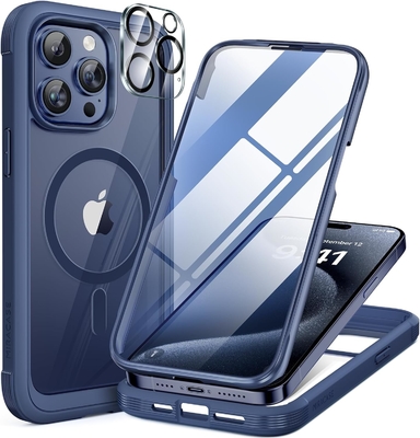 Magnétique pour iPhone 12 Pro Max Casse entièrement intégré Protecteur d'écran en verre &amp; Protecteur de caméra
