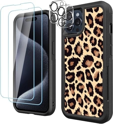 5 en 1 pour iPhone 15 Plus Casse, avec 2 paquets de protecteur d'écran + 2 paquets de protecteur de lentille de caméra, dur dur dur