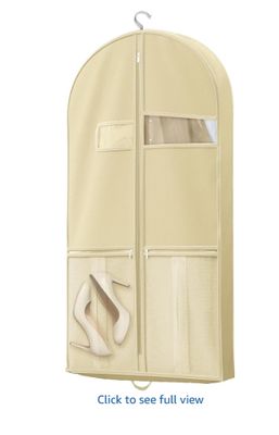 Sac à vêtements de voyage 43" avec poche zippée pour accessoires, sac à costume robuste pour costumes, smokings, robes, manteaux, beige, 1 paquet