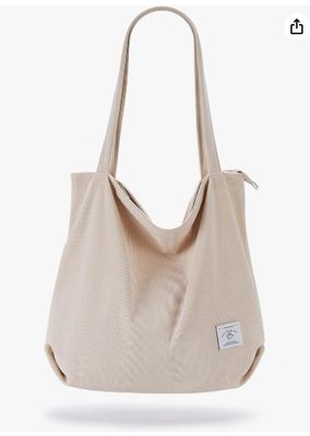 KALIDI Sac fourre-tout en velours côtelé pour femmes, sac à main fourre-tout décontracté avec fermeture éclair, sac à bandoulière grande capacité avec poches