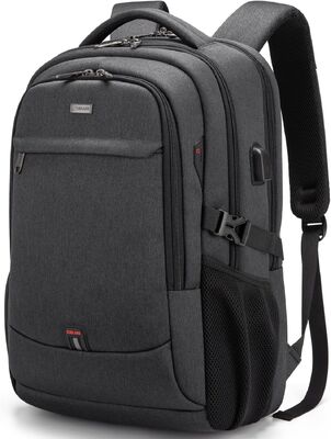Sac à dos portable de 17 pouces pour les voyages Sac à dos universitaire résistant à l'eau pour hommes/femmes Sac à dos portable avec port de charge USB, noir