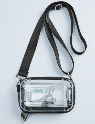 Mini sac de maquillage transparent de voyage, sac à bandoulière unique de 7 pouces, sac de voyage bandoulière, sac de rangement rigide en PC, petit sac carré d'aviation