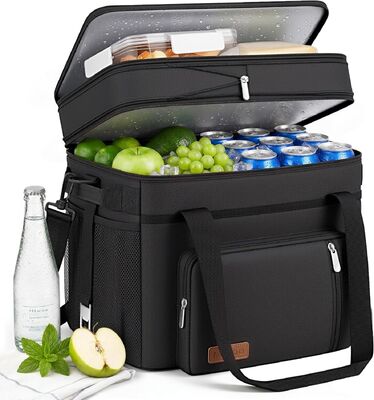 Sac glacière double étage - 60 canettes, isotherme, portable, souple, pour déjeuner, glacière extensible extra-large pour la plage, le pique-nique, le camping, le shopping