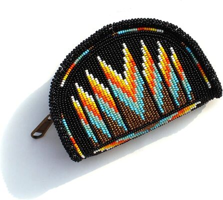 Petit sac à monnaie en perles OU léger, fait à la main et de taille réglementaire, avec fermeture éclair latérale sécurisée, parfait pour les événements de jour de match
