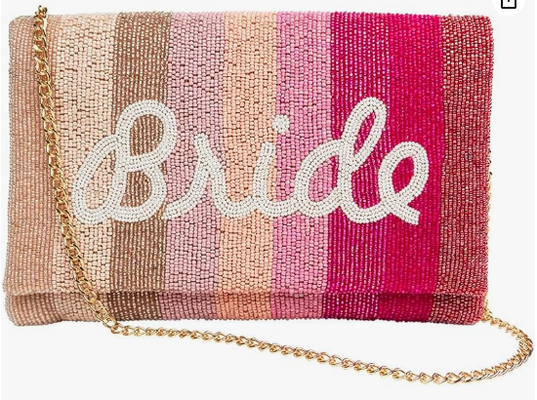 Sac de soirée de mariée avec chaîne. Accessoire de mariage, soirée de jeune marié, cadeau de fiançailles, douche de mariée, perles, sac à souvenir, style élégant.
