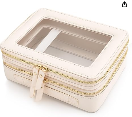Sacs de maquillage transparents, sacs cosmétiques à double couche avec un compartiment de pinceau séparé, sac toilette de voyage, étui de train, organisateur d'accessoires de voyage pour femmes, 2 couches