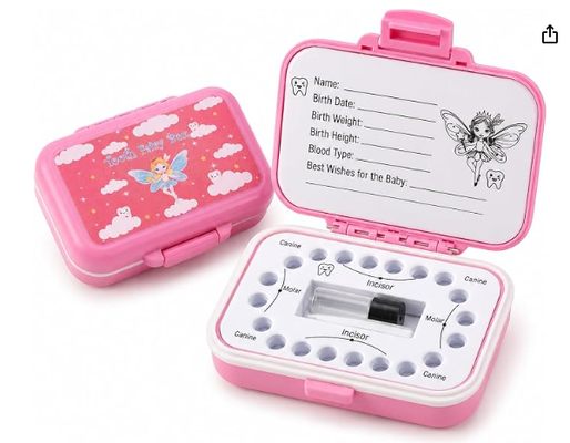 Boîte de la fée des dents et étui de souvenir de dents de bébé pour enfants - paille de blé naturel et matériau PP, doublure EVA facile à écrire