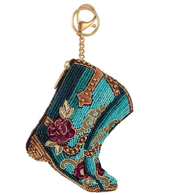 Porte-monnaie Kickin' AroundSac à monnaie en perles rose doux avec couronne dorée scintillante, fermeture à glissière, crochet à gâchette à ouverture facile, porte-clés et raccord pour carte de crédit, design compact