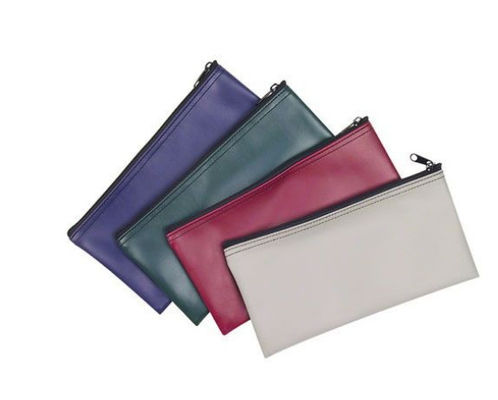 Sacs bancaires à fermeture à glissière personnalisables disponibles en différentes tailles en PVC et en cuir adaptés au dépôt en espèces