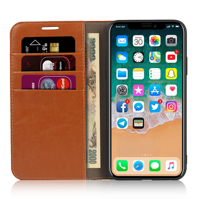 Cas en cuir de téléphone d'unité centrale d'Iphone 13, caisse en cuir de portefeuille de Samsung S8