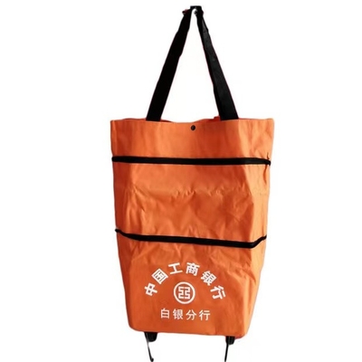 Se pliant tissu 600D sac à provisions Tote Wheel que la taille de sac peut se prolonger