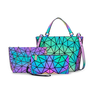 Changement de couleur de laser de sacs fourre-tout en cuir d'unité centrale de sonnerie de géométrie de mode