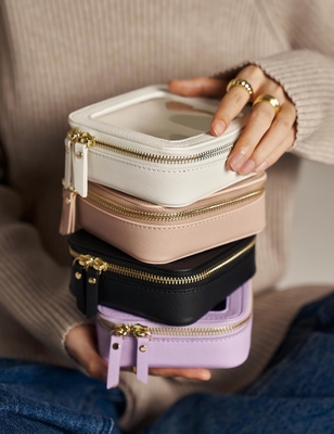 Petit sac cosmétique pour le sac à main Mini sac de maquillage pour l' école mignon Maquillage clair Sac de maquillage pour les voyages Petit maquillage en cuir blanc O