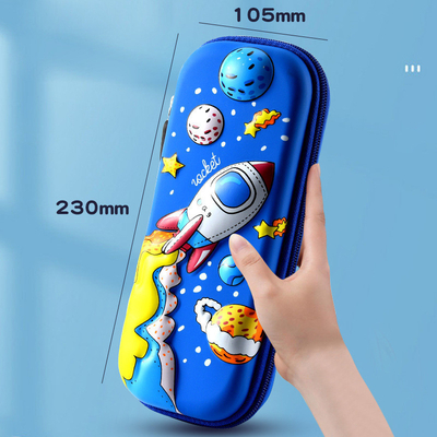 Boîte à crayons 3D EVA Boîte à crayons spatiale Boîte à crayons Galaxy Boîte à crayons Astronaute Pencil Punch Cartoon bleu Porteurs de crayons Grand