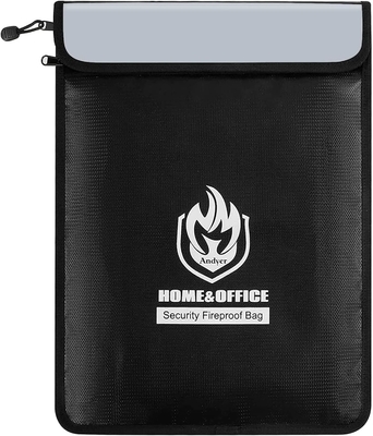 Sac à documents à deux poches à l'épreuve du feu (2000 ° F), 15 ¢ x 11 ¢ sac à argent à l'épreuve du feu à l'épreuve du feu avec fermeture à glissière, imperméable à l'eau