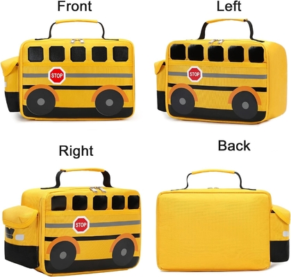 Boîte de déjeuner pour enfants garçons filles sacs de déjeuner scolaires réutilisables refroidisseur repas thermique pour pique-nique (bus scolaire jaune)