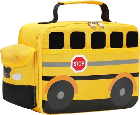 Boîte de déjeuner pour enfants garçons filles sacs de déjeuner scolaires réutilisables refroidisseur repas thermique pour pique-nique (bus scolaire jaune)