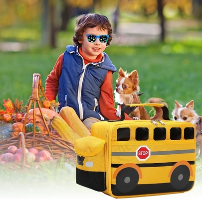 Boîte de déjeuner pour enfants garçons filles sacs de déjeuner scolaires réutilisables refroidisseur repas thermique pour pique-nique (bus scolaire jaune)