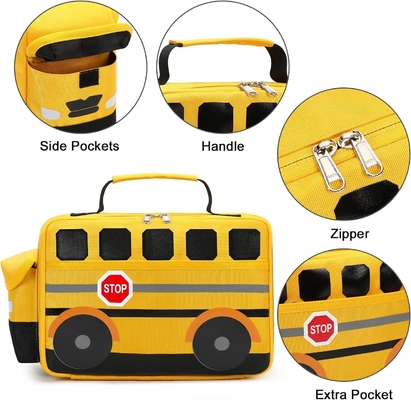Boîte de déjeuner pour enfants garçons filles sacs de déjeuner scolaires réutilisables refroidisseur repas thermique pour pique-nique (bus scolaire jaune)