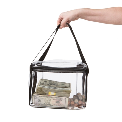 VINYLE transparent imperméable à l'eau visible de grande capacité BRIEFCASE STYLE BOURSE - 10W X 8H X 5D - sur mesure