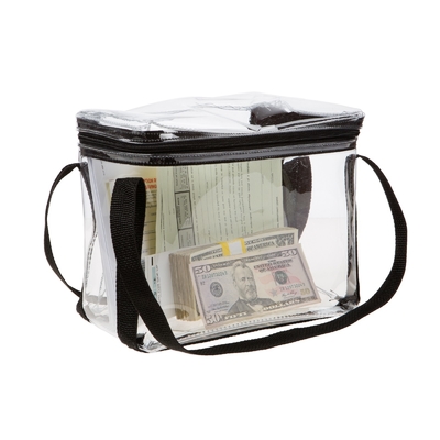 VINYLE transparent imperméable à l'eau visible de grande capacité BRIEFCASE STYLE BOURSE - 10W X 8H X 5D - sur mesure