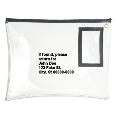 Sac de fermeture à glissière en vinyle clair - 12W x 9H - Prêt à être expédié