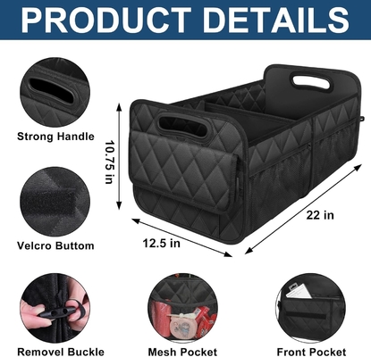 Organisateur de coffre de voiture pour SUV, organisateurs de voiture et stockage avec 6 poches, accessoires de voiture pour femmes / hommes 50L imperméable à l'eau