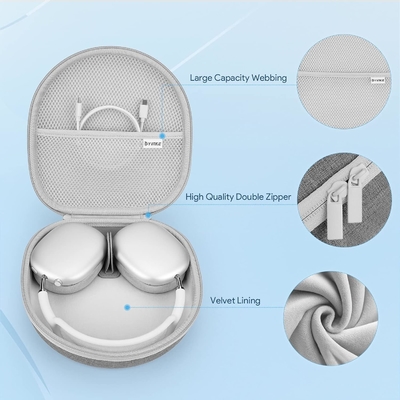 Étui intelligent pour Apple AirPods Max prend en charge le mode veille, l'organisateur dur, le sac de rangement portable pour couverture de voyage