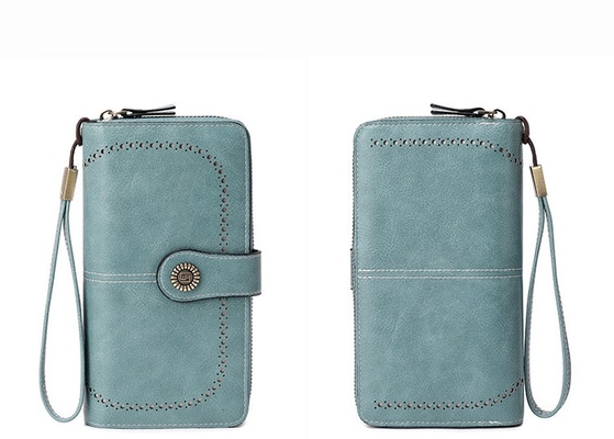 Portefeuille RFID anti-magnétique à vente chaude Portefeuille féminin à fermeture à glissière longue Sac à main de grande capacité