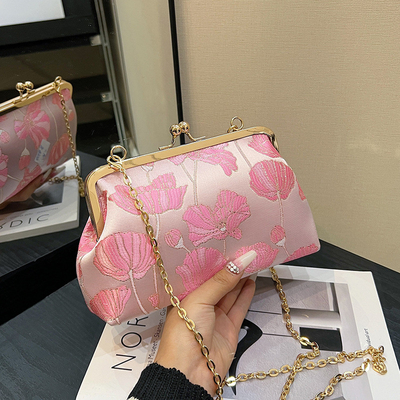 NEW CLIP CHAIN BAG style chinois sac à coquille style national sac à épaule fleur mode dîner sac à dos pour femmes