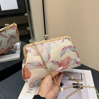 NEW CLIP CHAIN BAG style chinois sac à coquille style national sac à épaule fleur mode dîner sac à dos pour femmes
