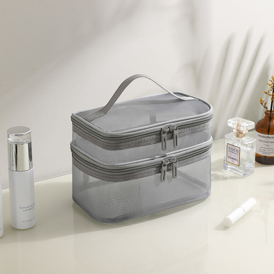 NEW GAUZE MAKEUP BAG GRANDE Capacité VÉOLABILITÉ SIMPLE sac à serviettes portable à double couche sac de rangement cosmétique portable