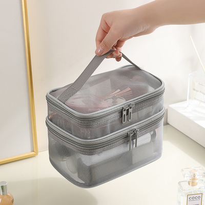 NEW GAUZE MAKEUP BAG GRANDE Capacité VÉOLABILITÉ SIMPLE sac à serviettes portable à double couche sac de rangement cosmétique portable