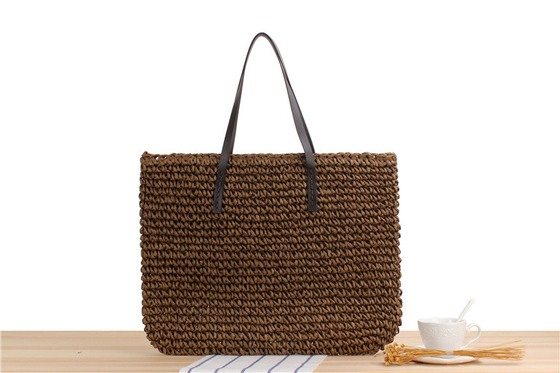 Transfrontalier Nouveau sac à paille de grande capacité JAPONIE ET CORÉE DU SUD SAC à épaule de couleur solide sac tissé à la main SEN