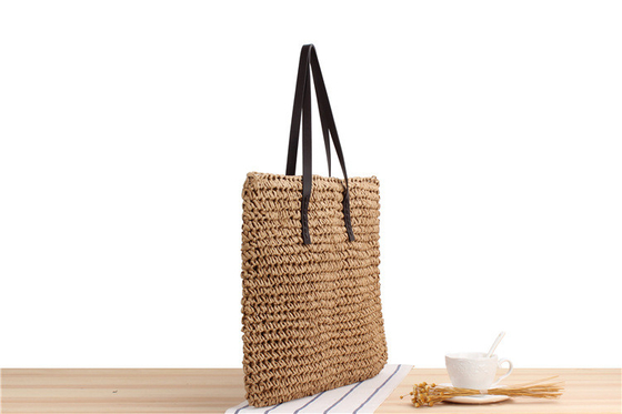 Transfrontalier Nouveau sac à paille de grande capacité JAPONIE ET CORÉE DU SUD SAC à épaule de couleur solide sac tissé à la main SEN