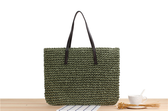 Transfrontalier Nouveau sac à paille de grande capacité JAPONIE ET CORÉE DU SUD SAC à épaule de couleur solide sac tissé à la main SEN