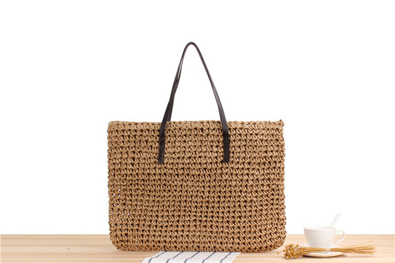 Transfrontalier Nouveau sac à paille de grande capacité JAPONIE ET CORÉE DU SUD SAC à épaule de couleur solide sac tissé à la main SEN