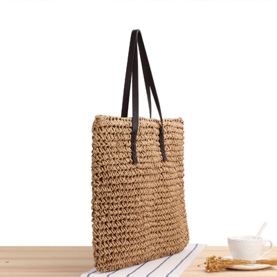 Transfrontalier Nouveau sac à paille de grande capacité JAPONIE ET CORÉE DU SUD SAC à épaule de couleur solide sac tissé à la main SEN