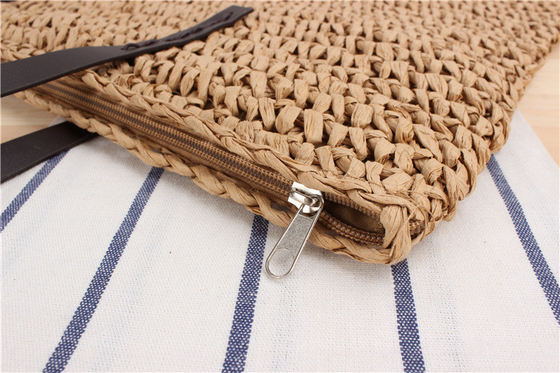 Transfrontalier Nouveau sac à paille de grande capacité JAPONIE ET CORÉE DU SUD SAC à épaule de couleur solide sac tissé à la main SEN