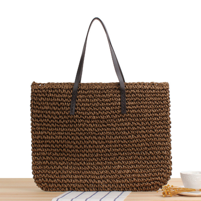 Transfrontalier Nouveau sac à paille de grande capacité JAPONIE ET CORÉE DU SUD SAC à épaule de couleur solide sac tissé à la main SEN