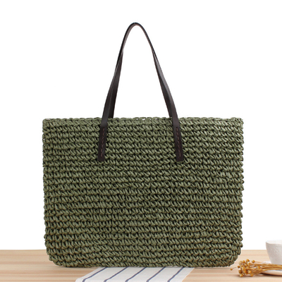 Transfrontalier Nouveau sac à paille de grande capacité JAPONIE ET CORÉE DU SUD SAC à épaule de couleur solide sac tissé à la main SEN