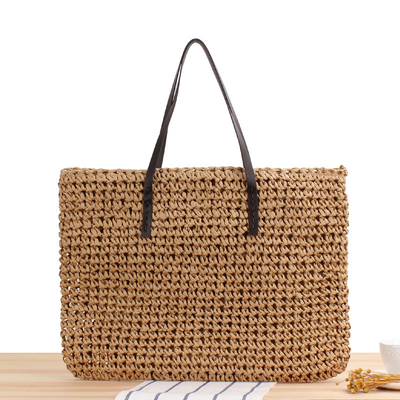 Transfrontalier Nouveau sac à paille de grande capacité JAPONIE ET CORÉE DU SUD SAC à épaule de couleur solide sac tissé à la main SEN