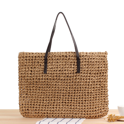 Transfrontalier Nouveau sac à paille de grande capacité JAPONIE ET CORÉE DU SUD SAC à épaule de couleur solide sac tissé à la main SEN