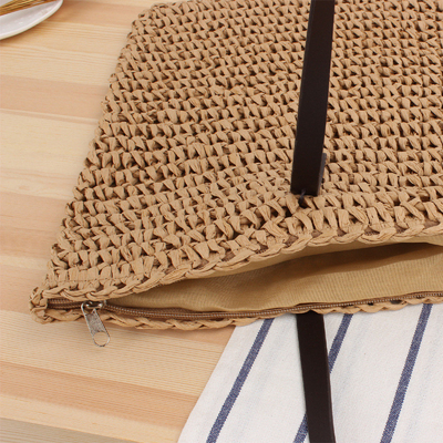 Transfrontalier Nouveau sac à paille de grande capacité JAPONIE ET CORÉE DU SUD SAC à épaule de couleur solide sac tissé à la main SEN